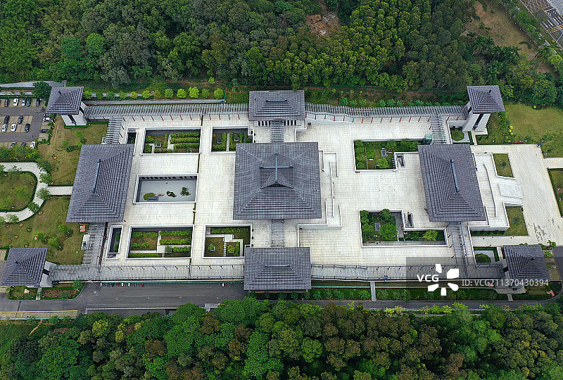 广东省广州市番禺区广州大学城南汉二陵博物馆航拍图片素材