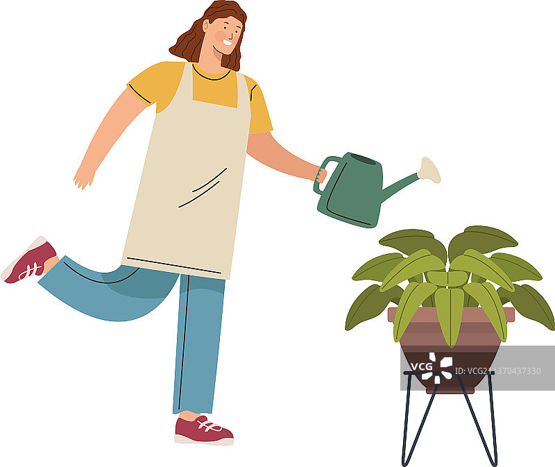 使用洒水器的女园丁图片素材