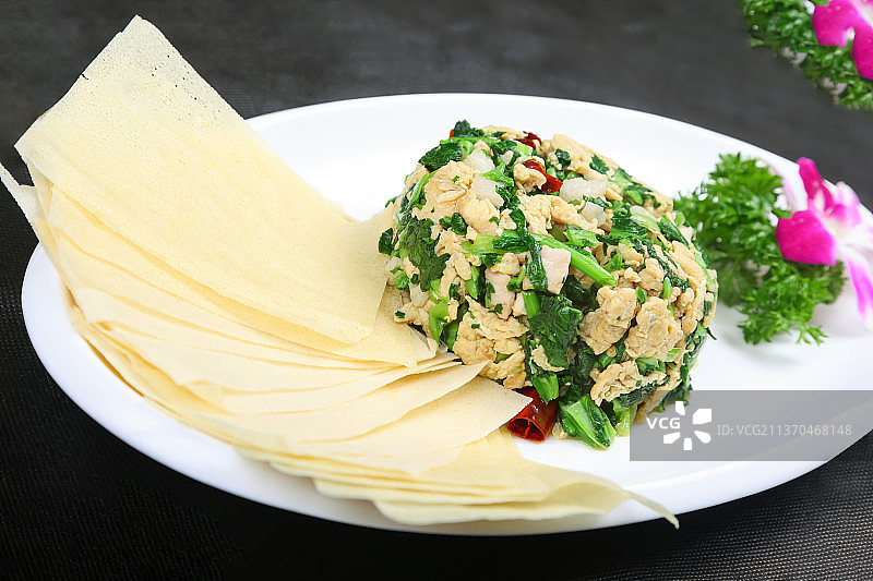 中餐美食-薄饼虾酱小白菜图片素材