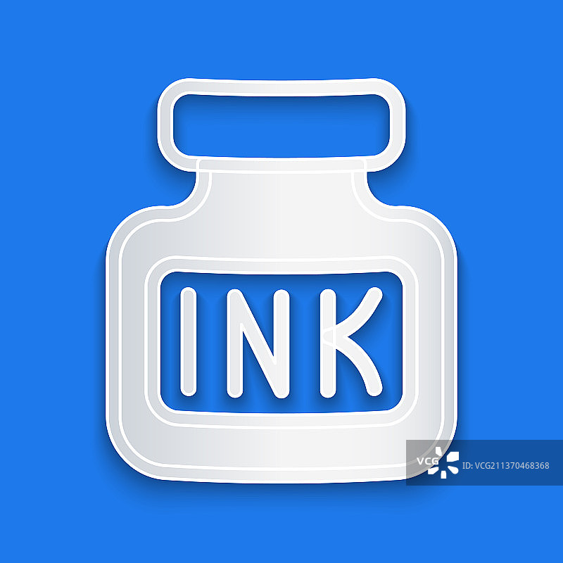 剪纸风格墨水池图标，蓝色背景图片素材