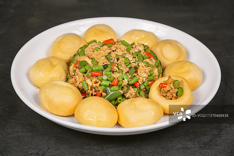 中餐美食-虾酱窝窝头图片素材