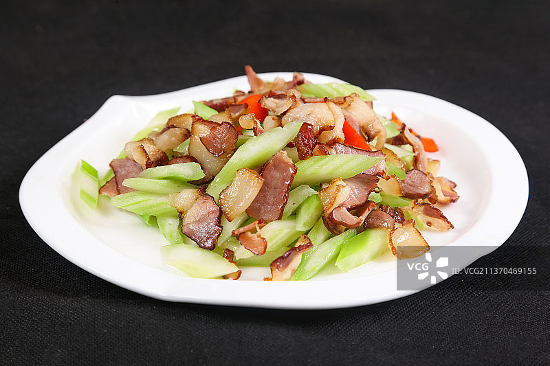 中餐美食-西芹炒腊肉图片素材