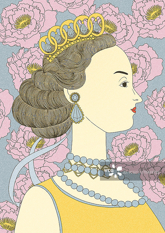 女神女生女王节复古文艺简约躁点插画图片素材