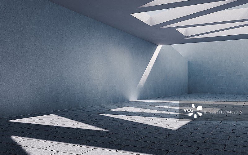 创意混凝土建筑空间3D渲染图片素材