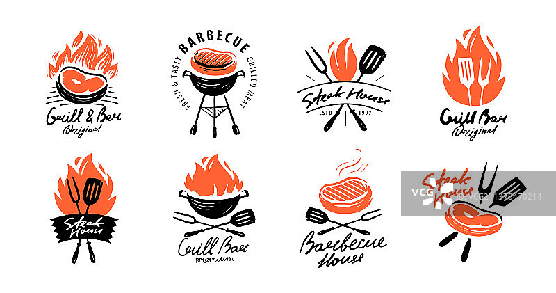 餐厅或咖啡馆烧烤标志套餐图片素材