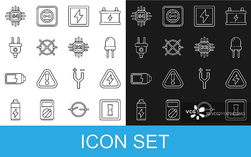 电灯开关、高压电线条图标图片素材