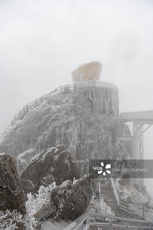 广东清远连州金子山冰挂 雨凇雾凇 冰雪世界图片素材