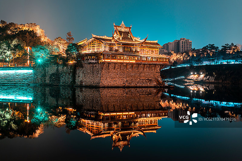 王爷庙夜景风光图片素材