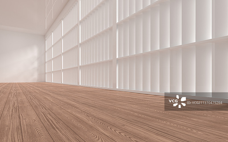 木地板空房间3D渲染图片素材