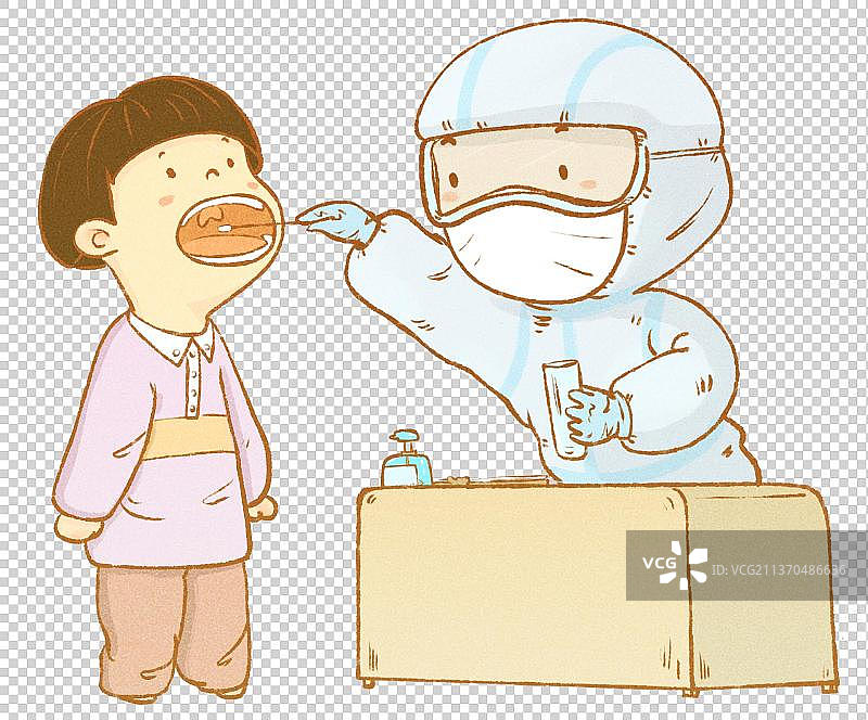 卡通人物核酸检测图片素材