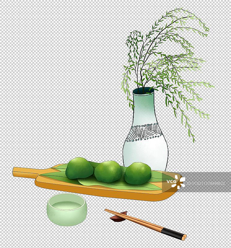 吃青团 插柳枝图片素材