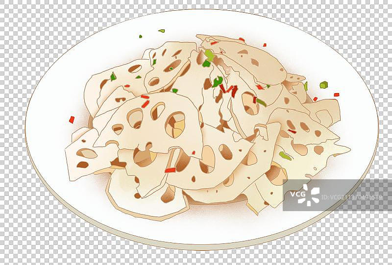 一盘炒藕片插画元素图片素材