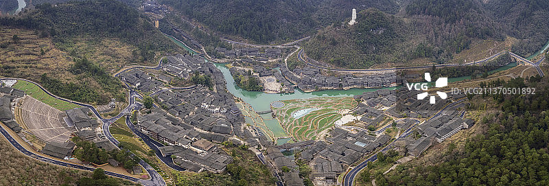 贵州遵义播州区尚稽镇乌江寨全景图图片素材