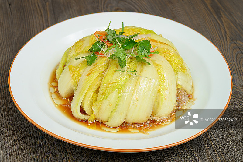 中餐美食-蒜茸粉丝蒸娃娃菜图片素材