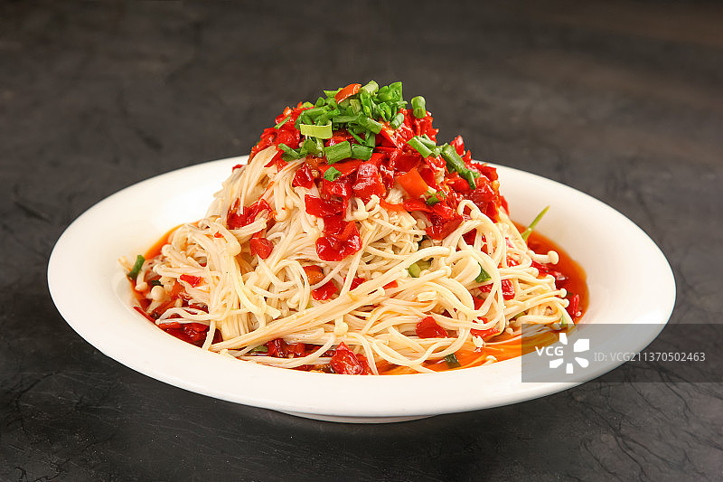 中餐美食-剁椒蒸金针菇图片素材