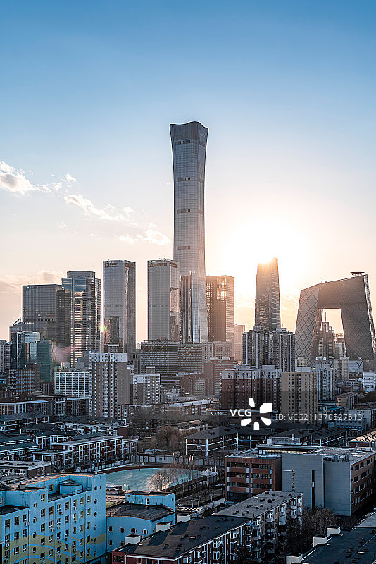北京国贸城市天际线日落图片素材