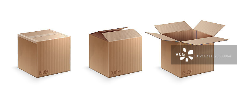 纸板箱的三个位置图片素材