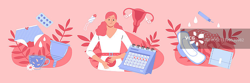 月经扁平设计概念图片素材