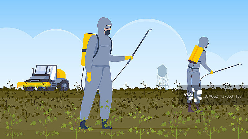 农药田间作业组合图片素材