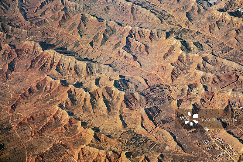 兰州附近的丘陵航拍图片素材