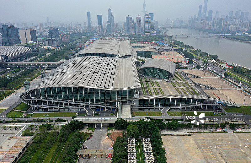 广东省广州市海珠区琶洲会展中心广交会展馆航拍图片素材