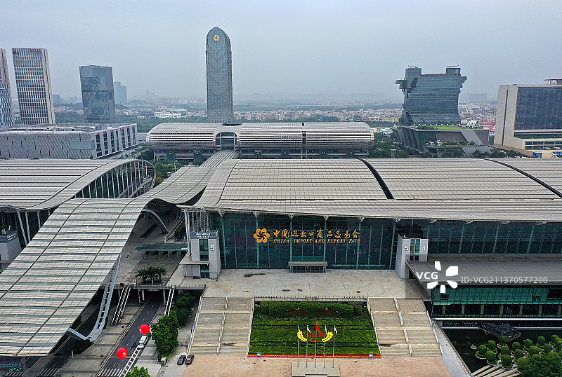 广东省广州市海珠区琶洲会展中心广交会展馆航拍图片素材