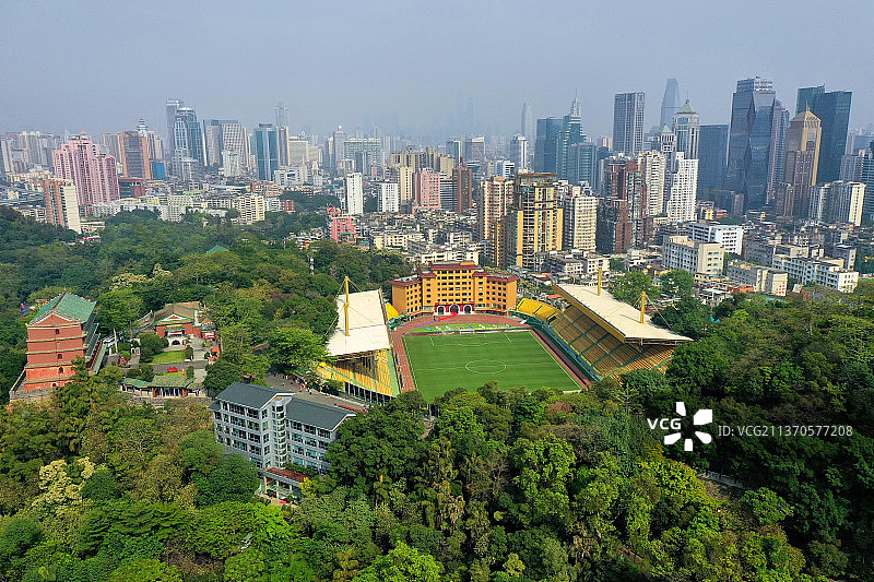 广东省广州市越秀区越秀公园航拍图片素材