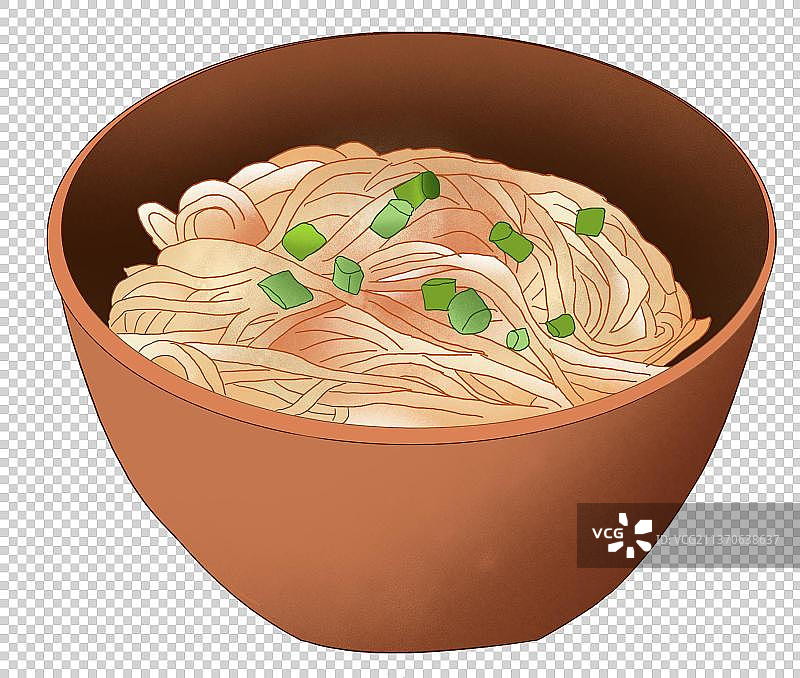 一碗葱油拌面美食插画元素图片素材