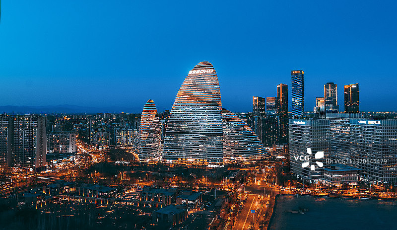 城市风光夜景天际线图片素材