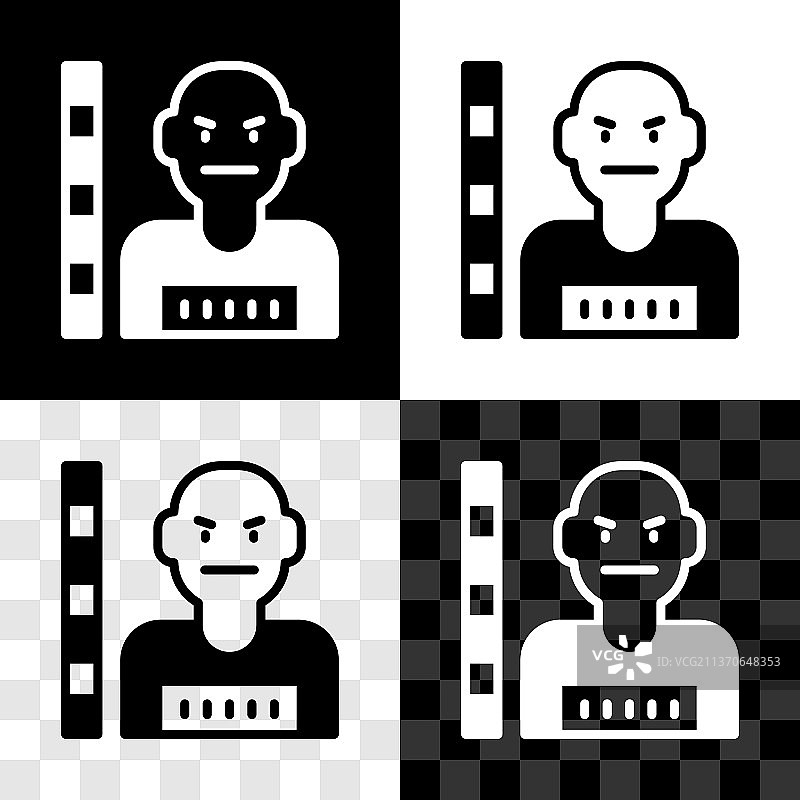 嫌疑犯人图标黑色背景套装图片素材