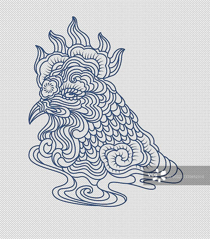 鸡生肖图形线条图案图片素材