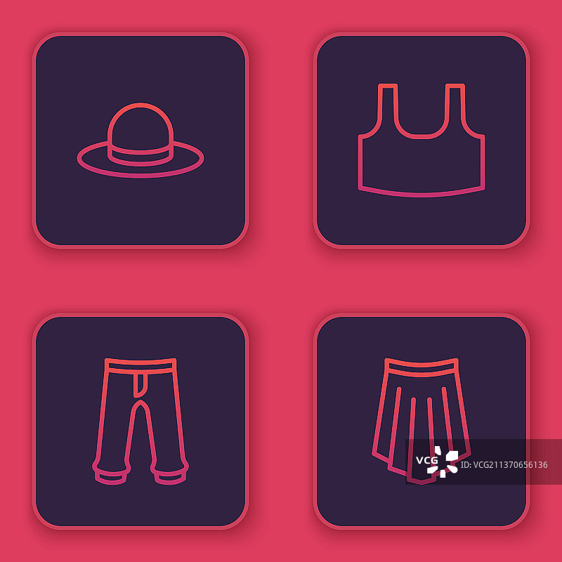 男士帽子裤子背心裙子图标图片素材