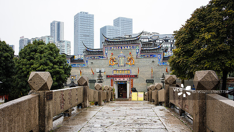 上下杭三通桥边水部尚书庙图片素材