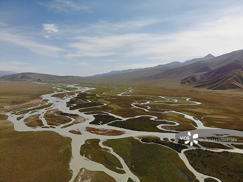 弯弯曲曲五彩的开都河图片素材