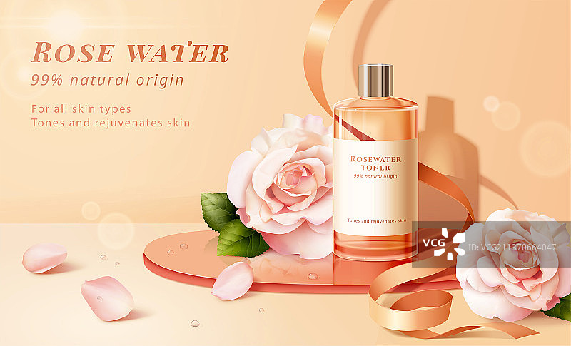 浪漫玫瑰水产品横幅广告 橘色色调图片素材