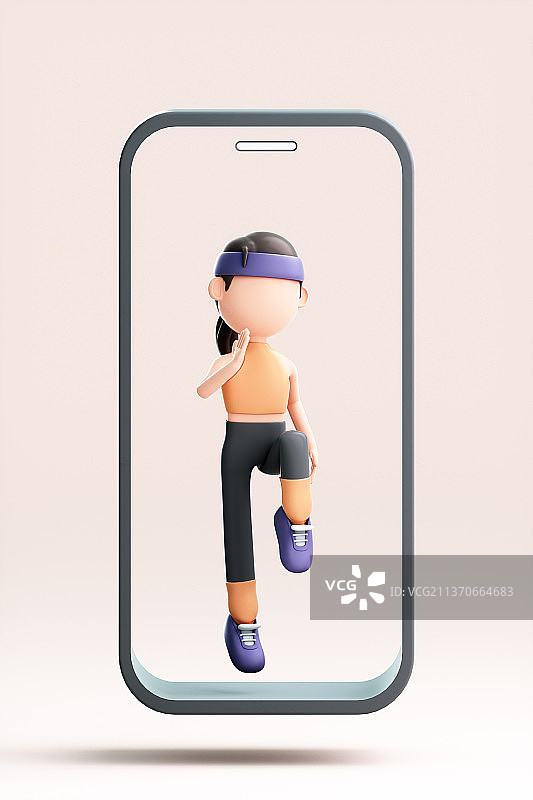 3D渲染的可爱的运动女孩图片素材