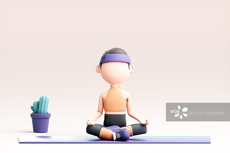 3D渲染的可爱的运动女孩图片素材