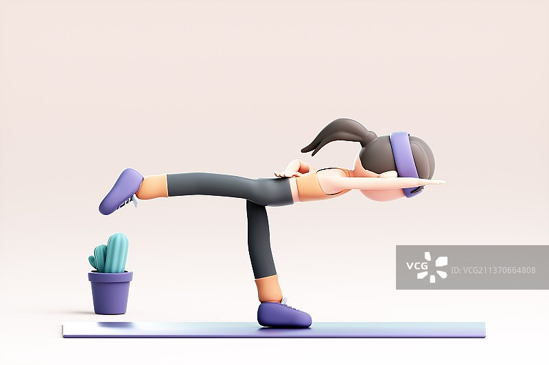 3D渲染的可爱的运动女孩图片素材