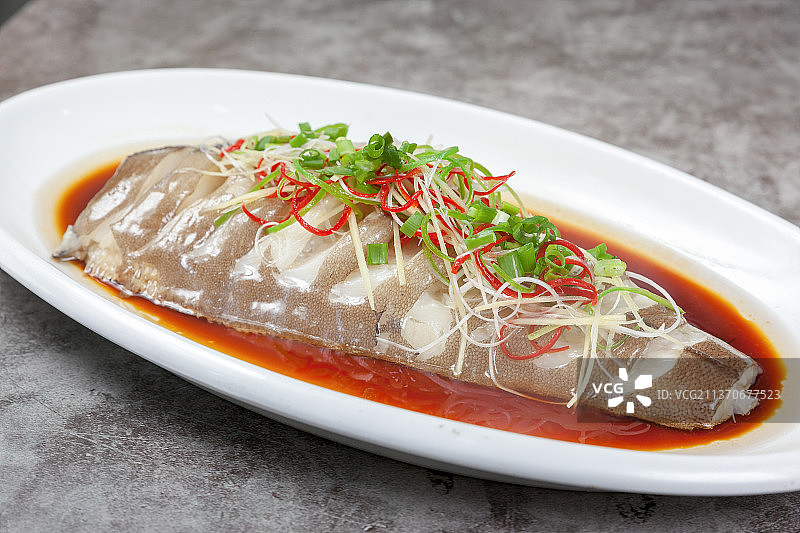 中餐美食-清蒸鲽鱼身图片素材