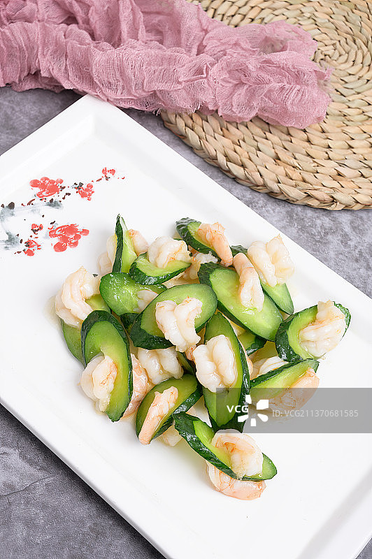 中餐美食-青瓜炒虾仁图片素材