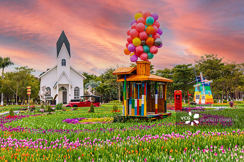 彩霞迎花展图片素材