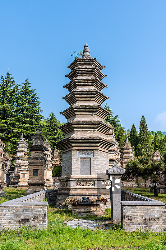 中国河南嵩山少林寺的塔林图片素材
