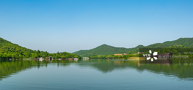 萧山景点跨湖桥遗址博物馆 杭州萧山湘湖旅游度假区 园林山水风光 青山绿水湖景 湘湖山水图片素材