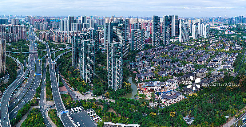 武汉东湖周边房地产航拍图片素材