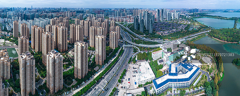 武汉东湖周边房地产航拍图片素材