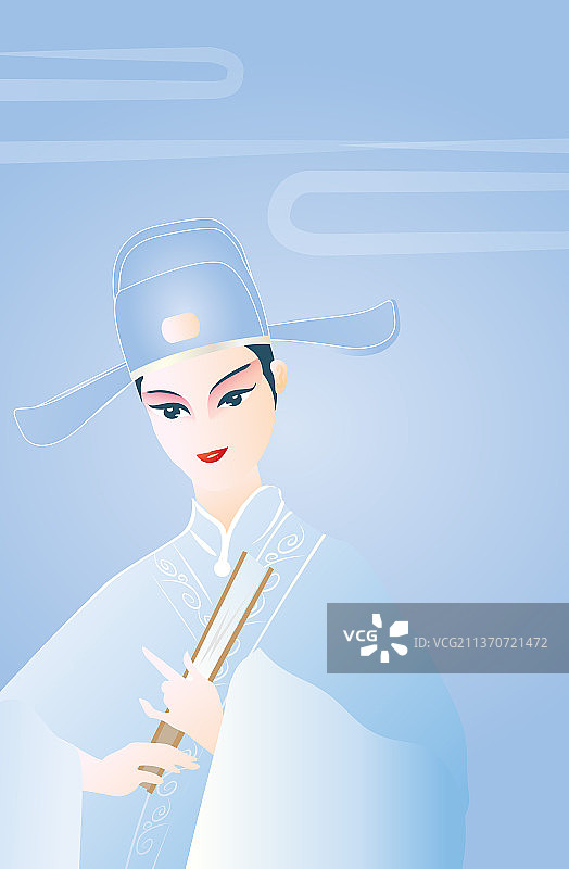 中国国粹京剧小生人物形象矢量插画图片素材