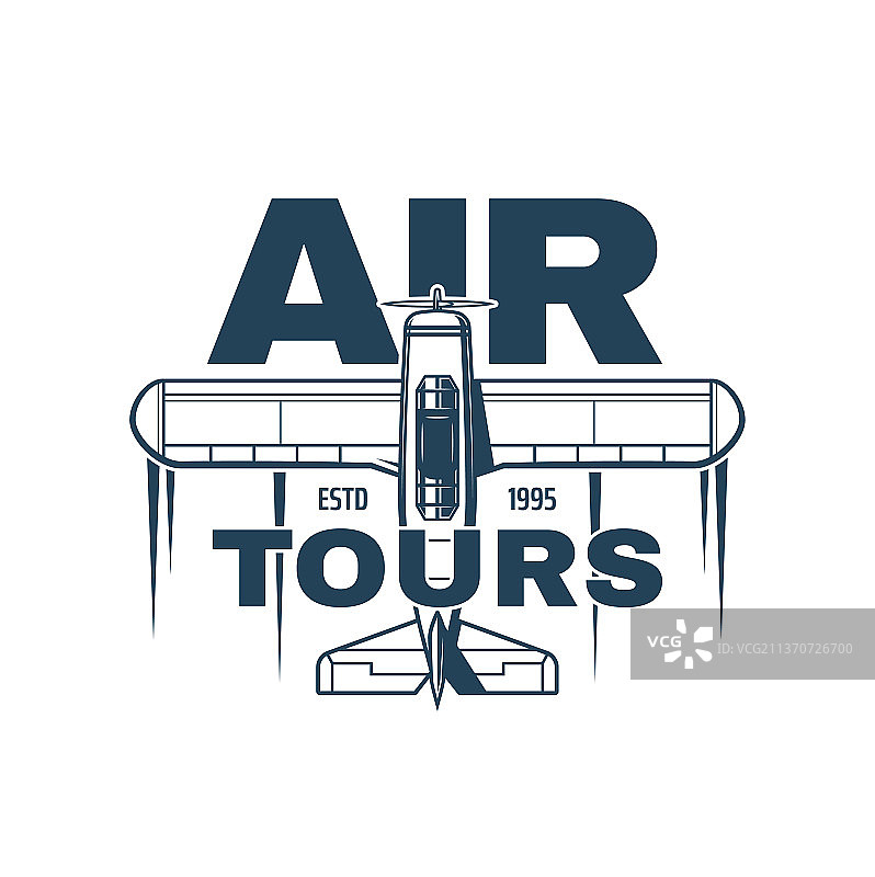 复古螺旋桨飞机空中旅行图标图片素材