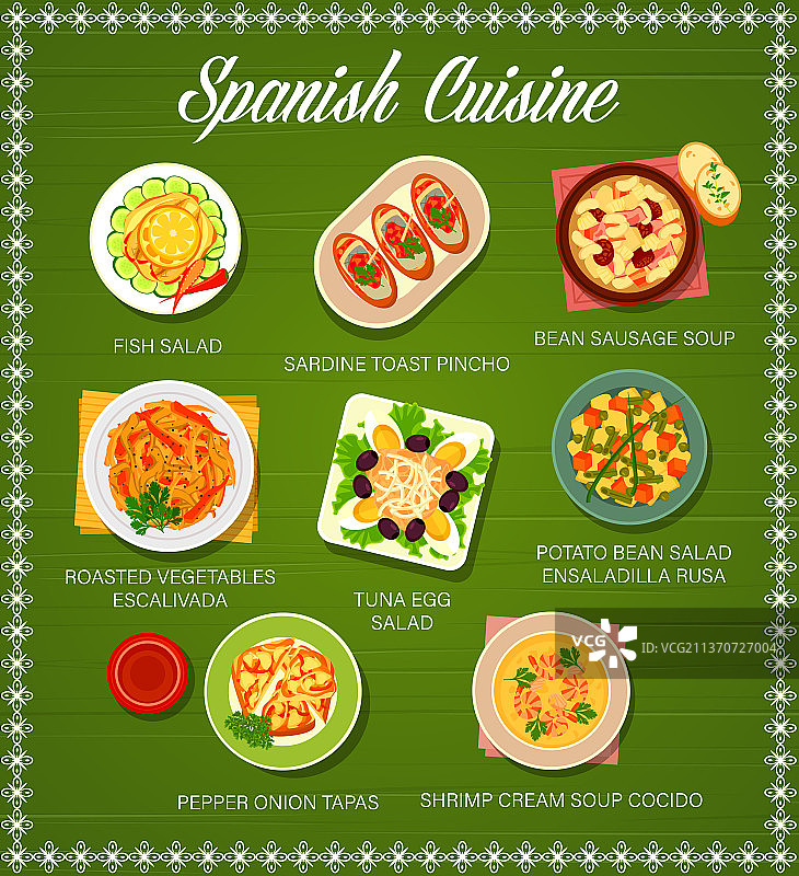 西班牙美食餐厅菜单图片素材