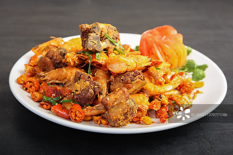 中餐美食-排骨香辣虾图片素材