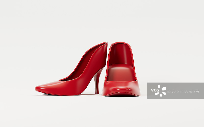 白色背景下的高跟鞋3D渲染图片素材